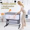 Spanspace 5-in-1 Baby Bassinet Bedside Sleeper for Newborns, Baby Crib with Mosquito Net, 6-Height Adjustable, Foldable Travel Bassinet with Wheels, Breathable 3D Wool Mattress and Rocking Mode, Gray